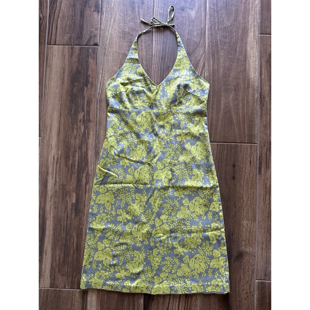 J. Crew Yellow and Gray Halter Floral Sundress
